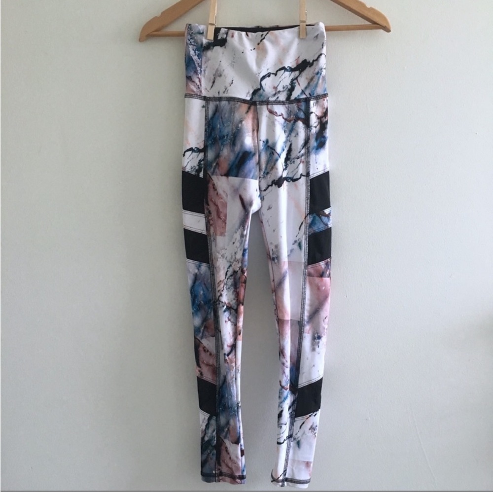 NWT Strut This Marble Cosmo Leggings with sheer mesh cutouts